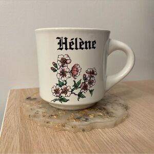 ☘️ BOGO FREE ☘️ Vintage Papel Floral White "Hélène" name Mug